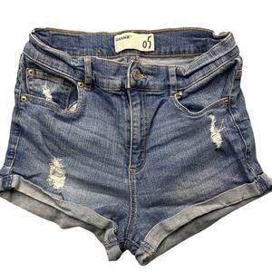 Garage High Rise Denim Distressed Shorts Boho